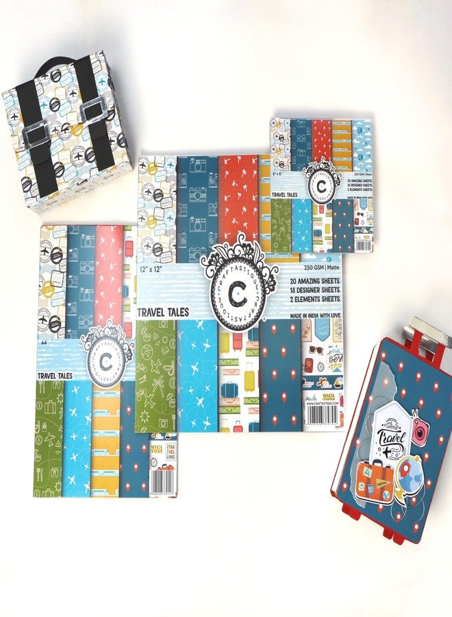 Craftastique Travel Tales Scrapbooking Paper Pack | 20 Sheets | 250 GSM | Travel-Themed Pattern Paper for Scrapbooking, Journaling, Card Making & DIY Projects (6x6 inches) - Image 4